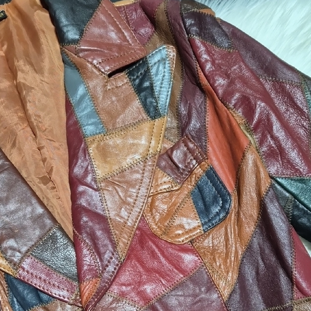 Patchwork Leather Jacket - image 7